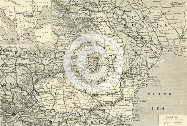 'Map Indicating the Area of the Rumanian Campaign', 1917. Creator: Unknown.