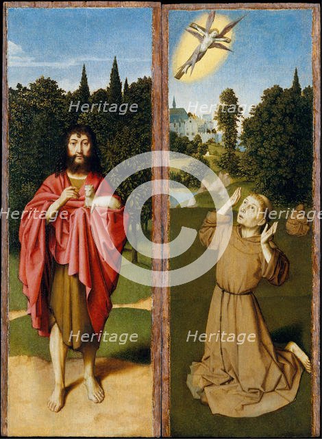 Saint John the Baptist; Saint Francis Receiving the Stigmata, ca. 1485-90. Creator: Gerard David.