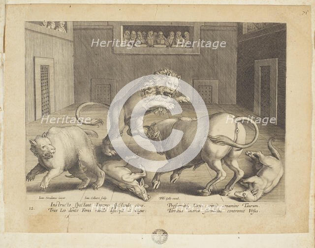 Venationes ferarum, avium, piscium (Hunts of wild animals, birds and fish). Plate 12, 1596. Creator: Hans Collaert the Younger.