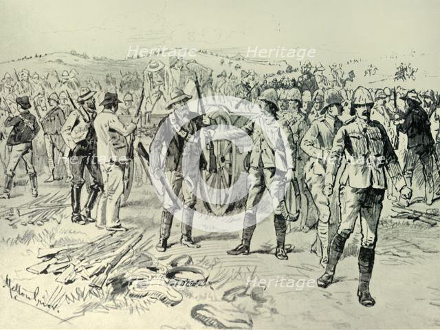 'The Reddersburg Mishap: Men of the Irish Rifles and Mounted Infantry Delivering Up Their Arms', 190 Creator: Melton Prior.