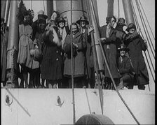 Dick Kerr's Female British Football Team Waving off from a Ship Heading to the United States.., 1922 Creator: British Pathe Ltd.