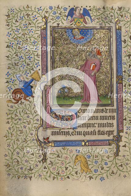 Job Pointing to a Blooming Shrub; Book of Hours, about 1410. Creator: Unknown.