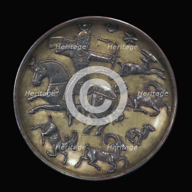 Sassanian dish showing King Ardashir III hunting. Artist: Unknown