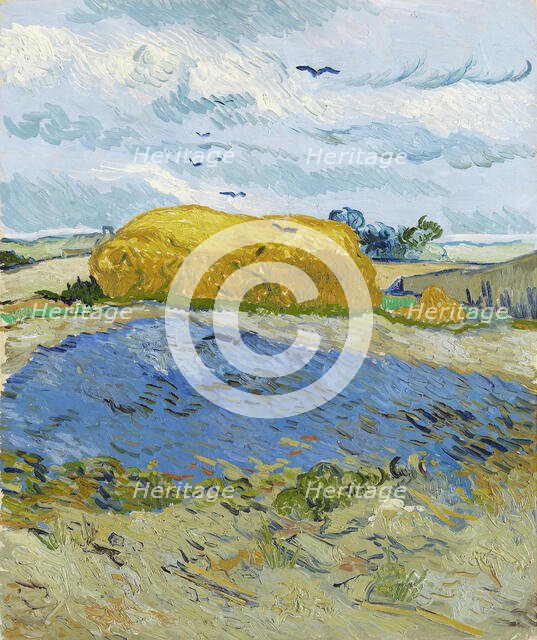 Wheat stack under a cloudy sky, Auvers-sur-Oise, 1889. Creator: Gogh, Vincent, van (1853-1890).