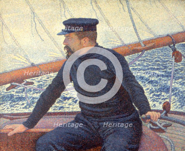 Paul Signac on his boat. Artist: Rysselberghe, Théo van (1862-1926)