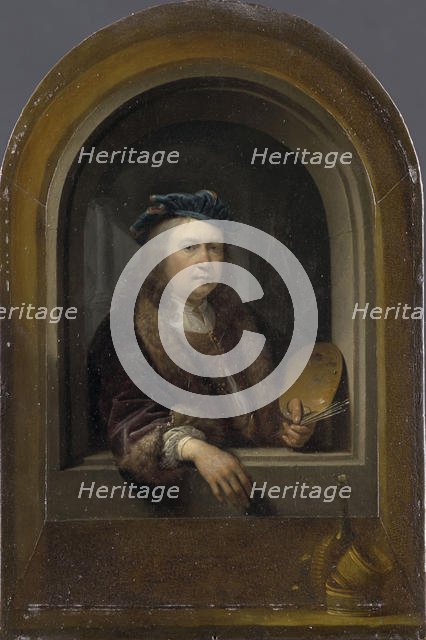Self-Portrait with Palette, c. 1660. Creator: Dou, Gerard (Gerrit) (1613-1675).
