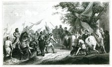 Philip August victorious at the Battle of Bouvines against the Germanic troops of Otto IV in June…