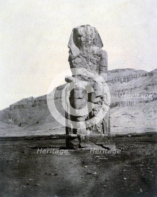 Colossi of Memnon, Thebes, Egypt, 1852. Artist: Unknown