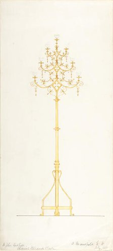 Design for Church Lamp Stand, 1889. Creator: B. Mansfield.
