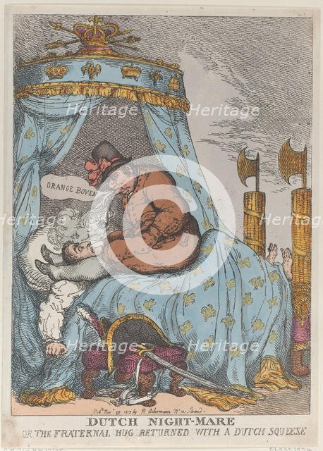 Dutch Night-Mare or the Fraternal Hug Returned with a Dutch Squeeze, November..., November 30, 1813. Creator: Thomas Rowlandson.
