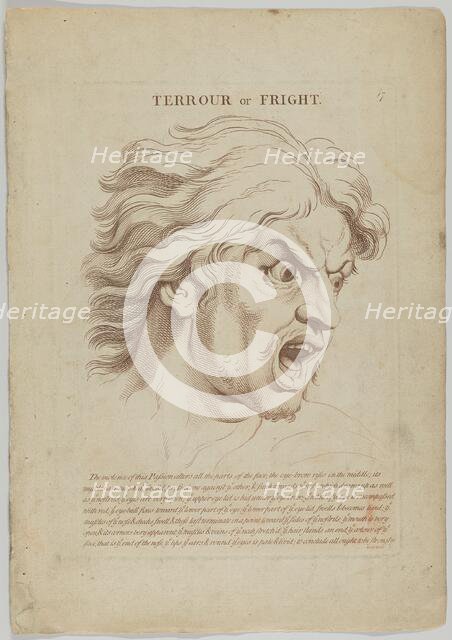 Terror or Fright (from Heads Representing the Various Passions of the Soul; as they are E..., 1765. Creator: Anon.