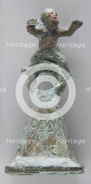 Winged Cupid Figurine on a Pyramidial Base, Roman Period (30 BCE-395 CE) or later. Creator: Unknown.