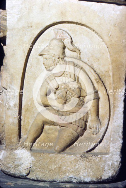 Etruscan Soldier wearing early Chain Mail, Sarcophagus, Chiusi, c3rd century BC-2nd Century BC. Artist: Unknown.