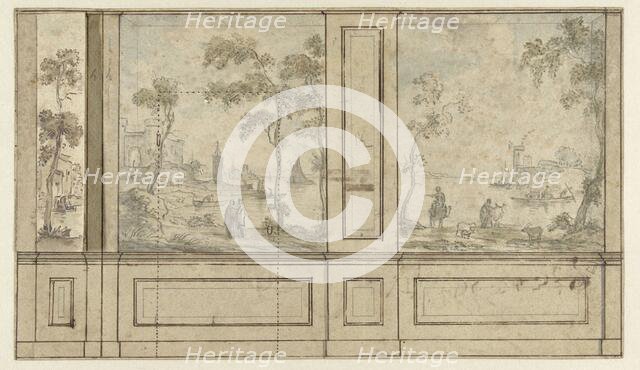 Design for room wall with three wallpaper panels, c. 1752-c. 1819. Creator: Juriaan Andriessen.