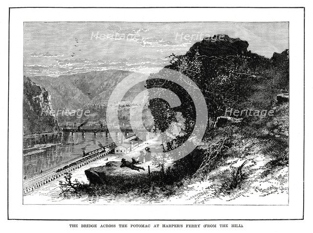 The Bridge across the Potomac at Harper's Ferry, West Virginia, USA, 1877. Artist: Unknown