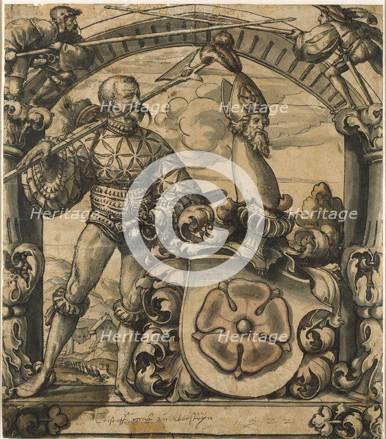 Design for an heraldic panel of stained glass, 1522. Artist: Hans Holbein the Younger.