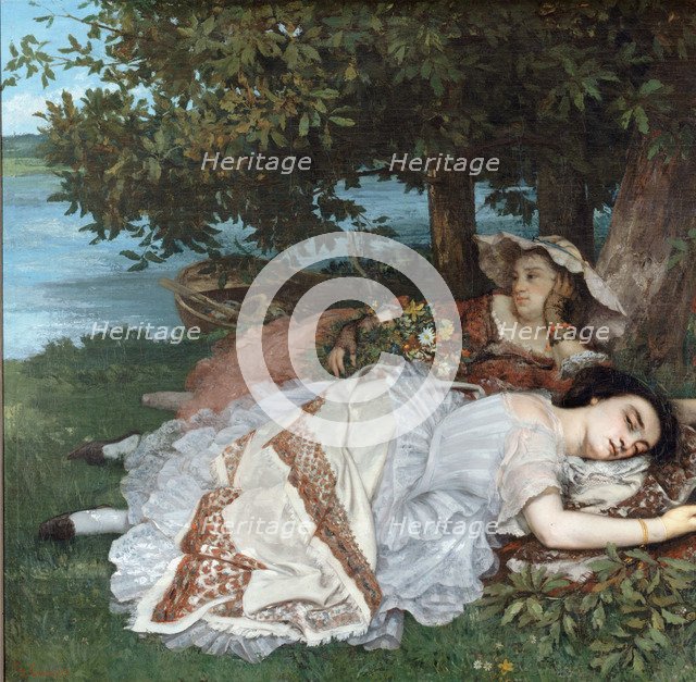 Young Ladies on the Bank of the Seine. Artist: Courbet, Gustave (1819-1877)