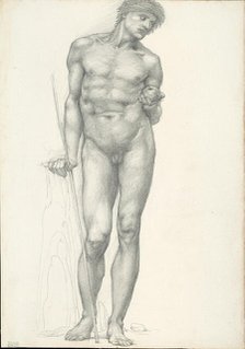 Paris with Golden Apple in Left Hand, for the Troy Triptych (sketchbook #2638), c. 1873-77. Creator: Sir Edward Coley Burne-Jones.