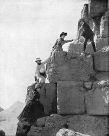Climbing The Great Pyramid, Egypt, late 19th century. Artist: John L Stoddard