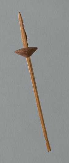 Wooden Spindle with Ceramic Whorl, Peru, 1000/1476. Creator: Unknown.