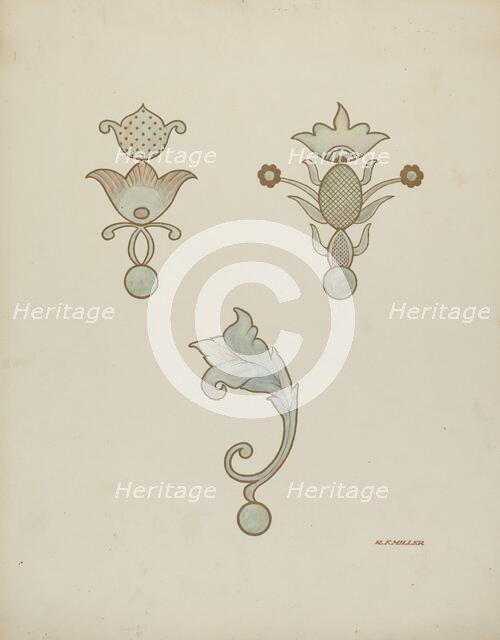 Painted Ceiling Decorations, c. 1940. Creator: Randolph F Miller.