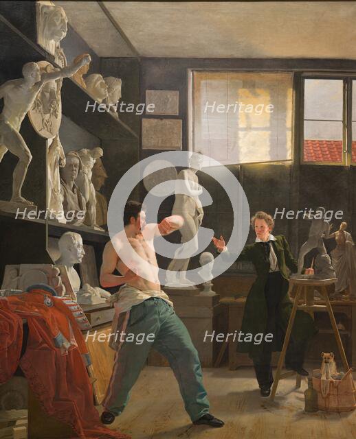 A Sculptor in his Studio Working from the Life, 1827. Creator: Wilhelm Bendz.