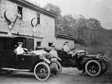 Men with 1905 Lanchester and 1906 Daimler at Fort Augustus, Scotland, 1907. Artist: Unknown