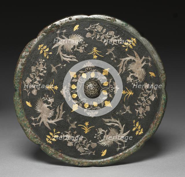 Mirror with Phoenixes, Birds, Butterflies, and Floral Sprays, 700s. Creator: Unknown.