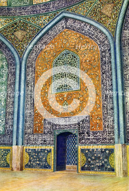 Wall panel in the mosque of Sheikh Lutfullah, Isfahan, Iran, 1931.Artist: Harold E Hare