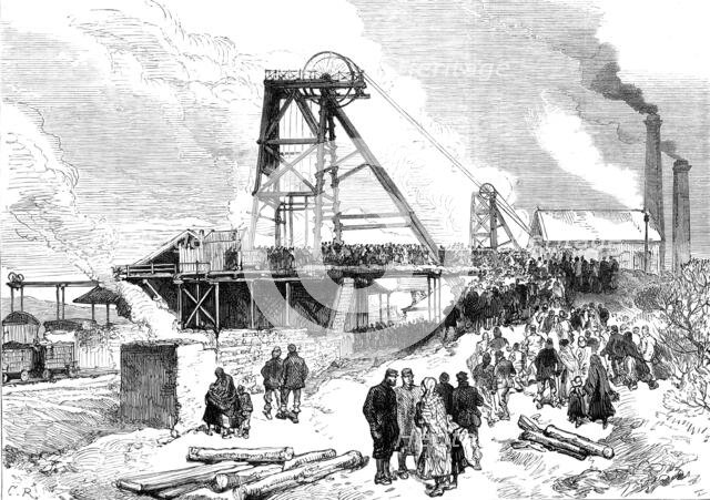 The Leycett Colliery Disaster, near Newcastle-Under-Lyne: the pit after the explosion, 1880. Creator: Unknown.