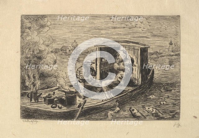 Gobbling a Meal, 1861. Creator: Charles Francois Daubigny.