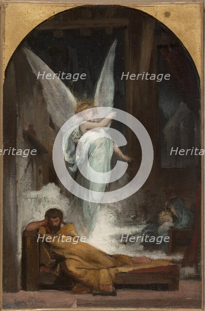 Sketch for the church of the Trinity : the dream of St Joseph, 1870. Creator: Eugène Romain Thirion.