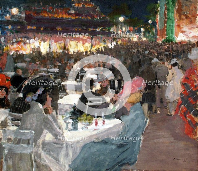 Café in Paris at Night, 1901. Artist: Vinogradov, Sergei Arsenyevich (1869-1938)