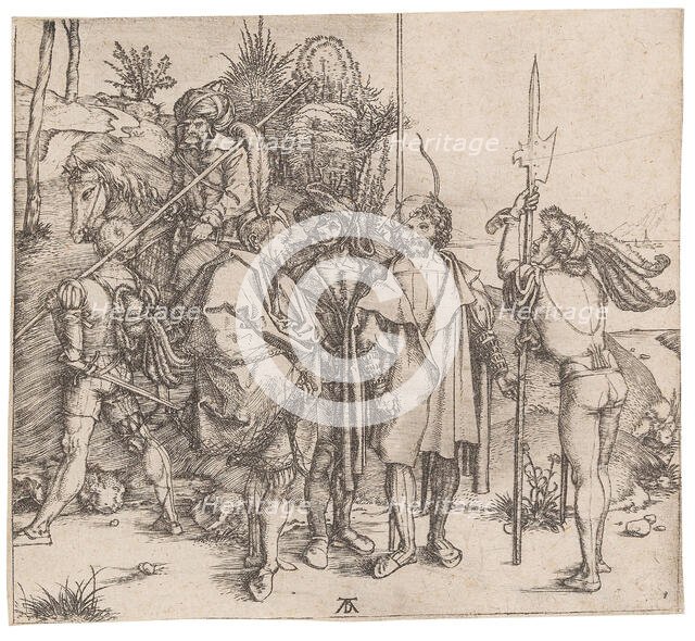 Five lansquenets and an Oriental on horseback, c. 1496. Creator: Dürer, Albrecht (1471-1528).