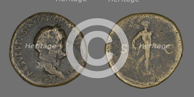 Sestertius (Coin) Portraying Emperor Vespasian, 71. Creator: Unknown.