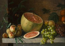 Melon, peaches and grapes, 1830-1859. Creator: Ivan Timofejevits Hrutski.