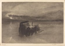 The Timber Raft on the Rhine, 1898. Creator: Frank Short.