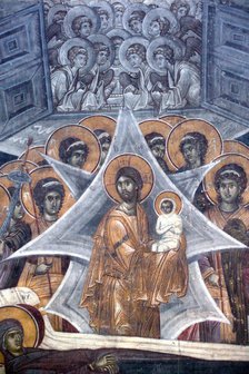 Christ with the soul of the Virgin at the Gates of Heaven, 1321-1322. Artist: Anonymous  