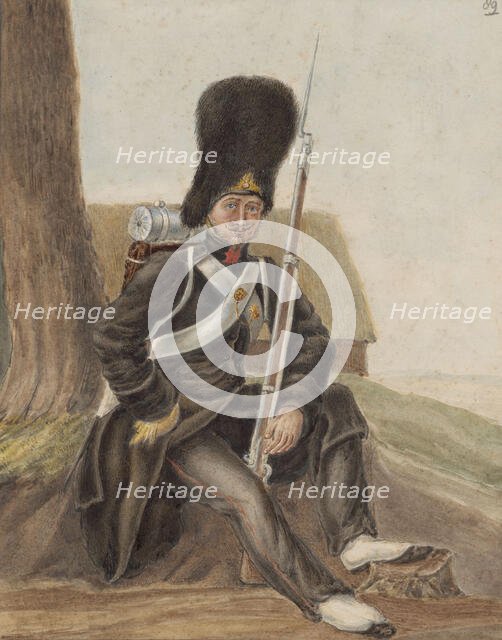 Grenadier in uniform, 1800-1900.  Creator: Anon.
