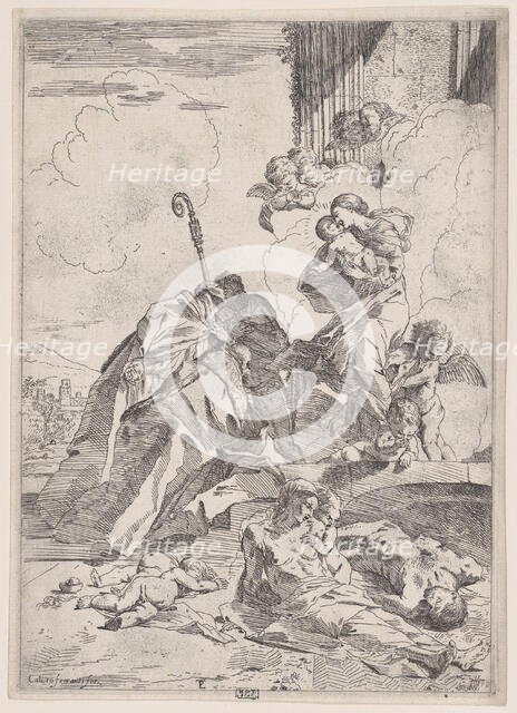 Three Lucchese saints interceding with the Virgin for the victims of the plague...., ca. 1630-31. Creator: Pietro Testa.