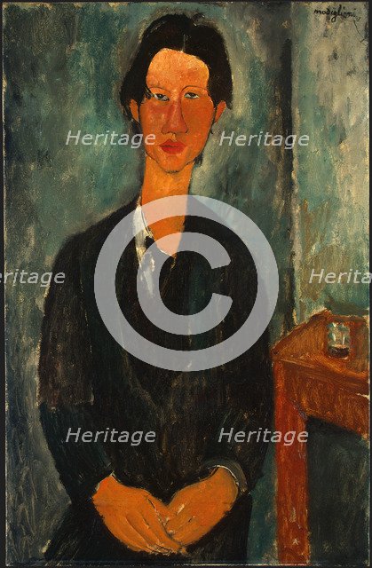 Portrait of Chaïm Soutine (1893-1943). Artist: Modigliani, Amedeo (1884-1920)