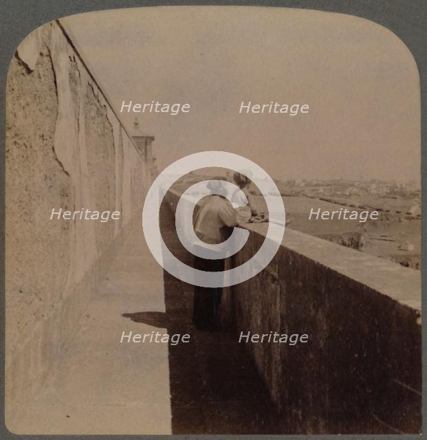 'Long walk along the old Aqueduct - (1729-49) - supplies city with water, Lisbon, Portugal', 1902. Creator: Underwood & Underwood.