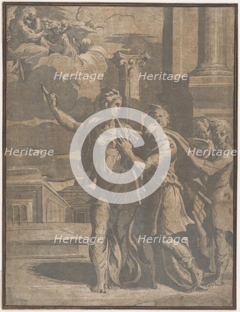 The Tiburtine Sibyl showing Emperor Augustus the Virgin and Christ Child, ca. 1530-40., ca. 1530-40. Creator: Anon.