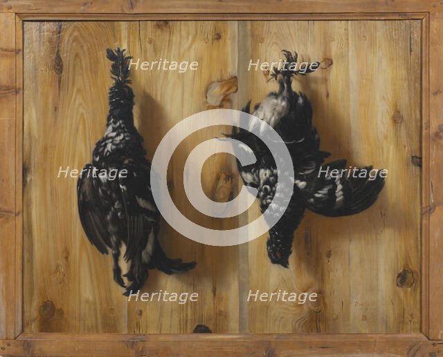 Still life with two grouse against a board wall, 1672. Creator: David Klocker Ehrenstrahl.