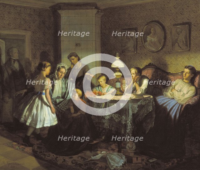 Grandmother's fairy tales, 1866. Artist: Krasnoselsky, Alexander Andreyevich (?-nach 1875)