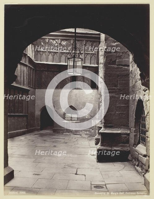 Coventry, St. Mary's Hall, Entrance Gateway, 1860/94. Creator: Francis Bedford.