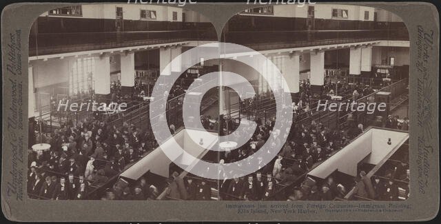 Immigrants arrived from foreign countries to the New York Harbor, c.1900. Creator: Underwood & Underwood.