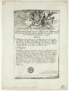 Title Page, from Caravanne du Sultan à la Mecque, 1748. Creator: Joseph-Marie Vien the Elder.