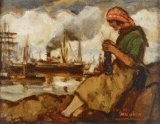 Harbour Girl Knitting, 1922. Creator: Eugeen Van Mieghem.