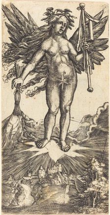 Winged Woman on a Star, c. 1515/1518. Creator: Albrecht Altdorfer.